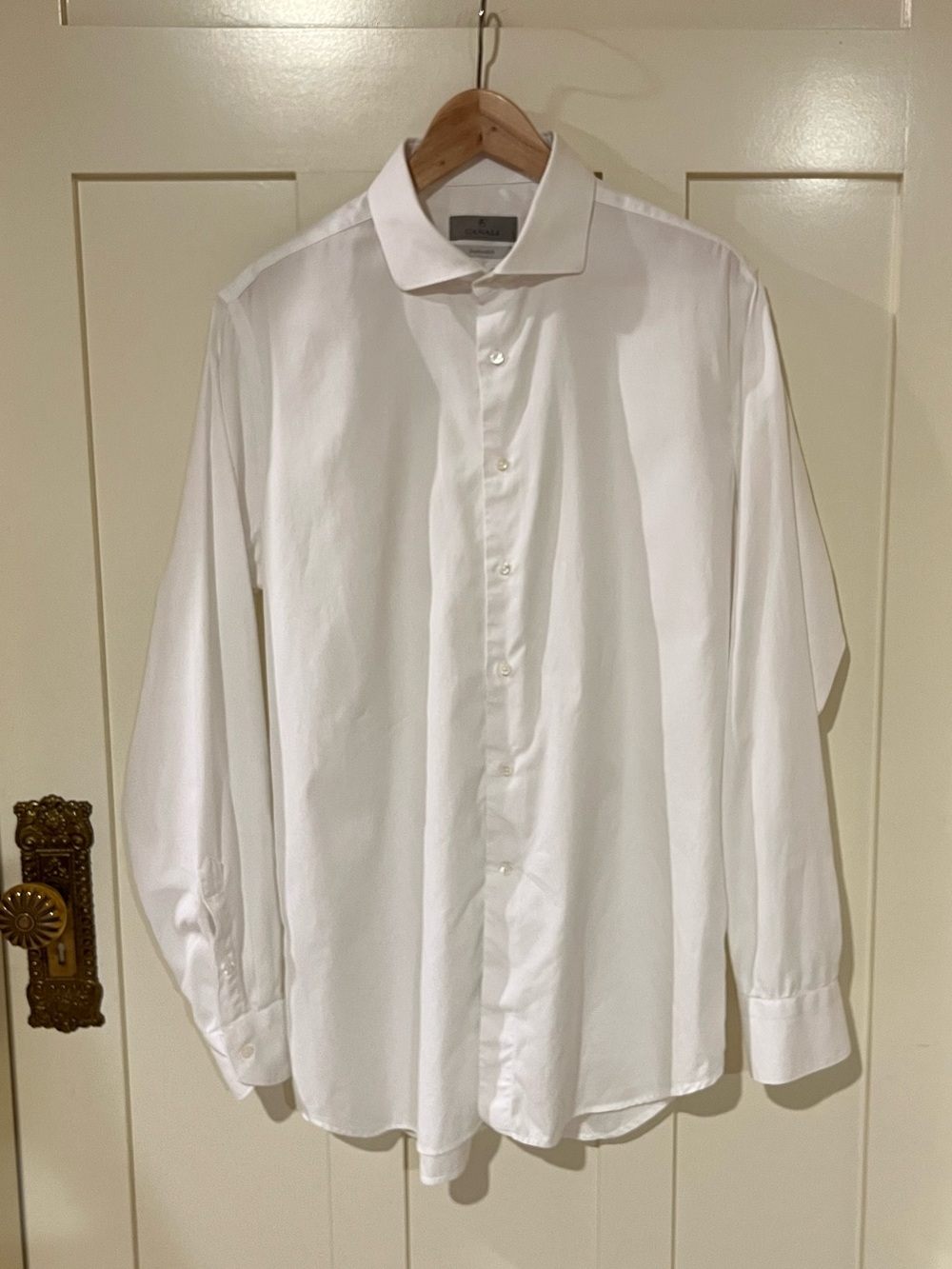 Canali Dress Shirt Mens 43-17 White Impeccabile Non Iron Long Sleeve Italy